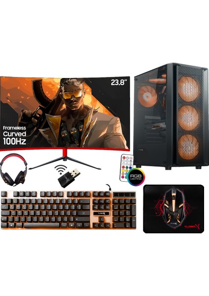 TX6596 I5 4440 32GB Ram 512GB Nvme SSD 4gb RX550 23.8 Inç Fhd 100Hz Curved Oyun Hazır Sistem