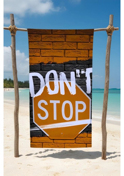 Dont Stop Yazılı Pamuk Plaj Havlusu – Desenli Tasarım – 75X150 cm
