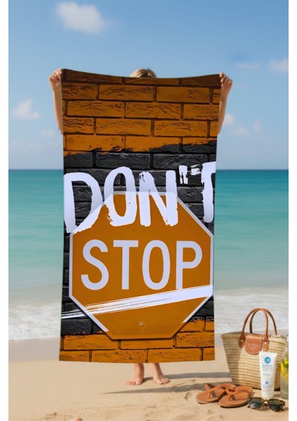 Dont Stop Yazılı Pamuk Plaj Havlusu – Desenli Tasarım – 75X150 cm fiyatları