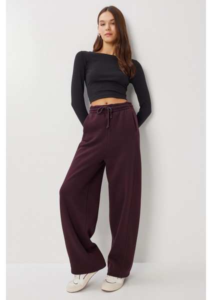 Nervürlü Şardonlu Örme Eşofman Altı LUB0289 Mürdüm fiyatları