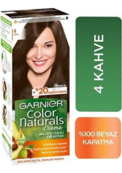 Color Naturals Kahve Krem Saç Boyası Amonyaksız Besleyici Etki 99 ml Kadınlar İçin