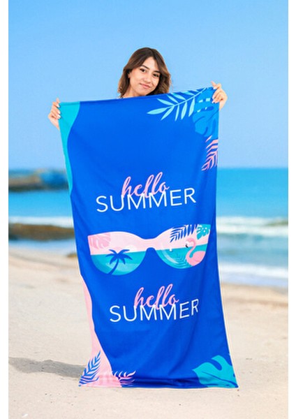 Baskılı Plaj Havlusu Pamuk Polyester Karışımı 75x150 cm Ekstra Yumuşak ve Su Emici