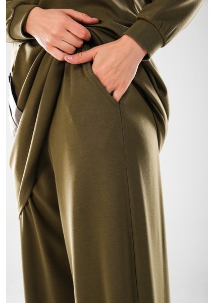 2286_KADIN Kapüşonlu Körüklü Cepli D Tokalı 2'li Takım – Pensli Harem Pantolonlu Tesettür Spor Takım fırsatları