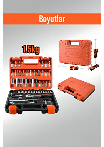 53 Parça Lokma Takımı Araç Tamir Seti Ergonomik Tasarım Dayanıklı Malzeme ile