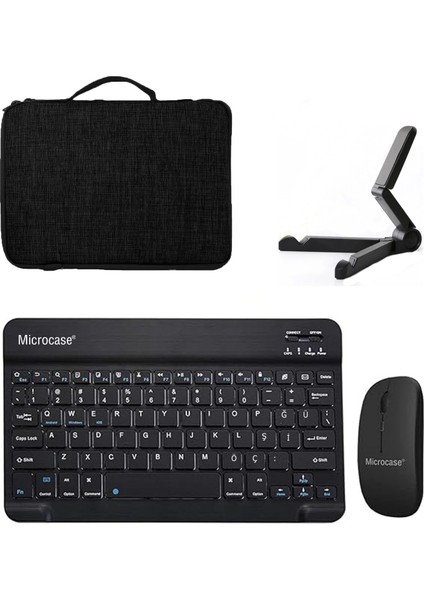 Samsung Galaxy Tab S10 Lite Tablet Uyumlu Tablet Çanta+Türkçe Bluetooth Klavye+Mouse+Tablet Standı-Siyah AL8128