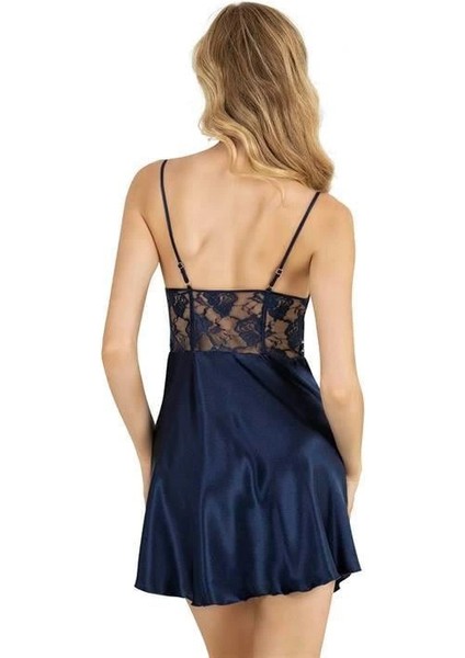 Lacivert Kısa Saten Gecelik 8239 fiyatları