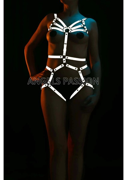 Dansçılar Için Karanlıkta Parlayan Seksi Harness Takım - APFT453