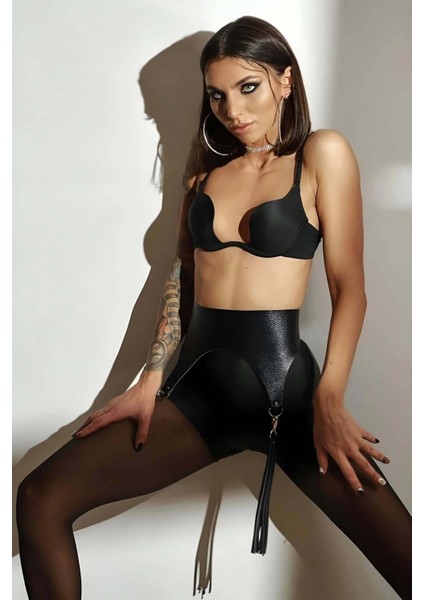 Püsküllü Bağlamalı ve Ayarlı Deri Harness Korse Kemer - APFT755