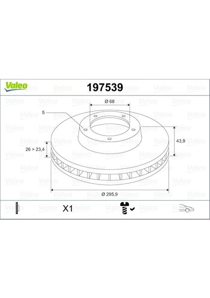 ÖN FREN AYNASI RENAULT LAGUNA 3 2007-2015 MEGANE 3 2009-2015 SCENIC 3 2009-2016 LATITUDE 2011 FLUENCE 2012 296X26 HAVALI 5 DELİK 402060002R 402066813R 402066949R