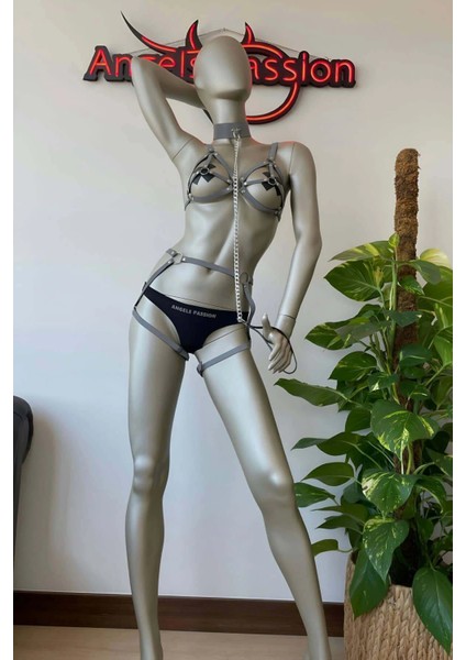 Beyaz Reflektörlü Tasmalı Seksi Harness Takım - APFT311 fırsatları