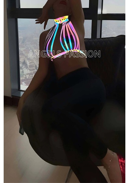 Rainbow Reflektörlü Seksi Harness Büstiyer - APFT551 fiyatları
