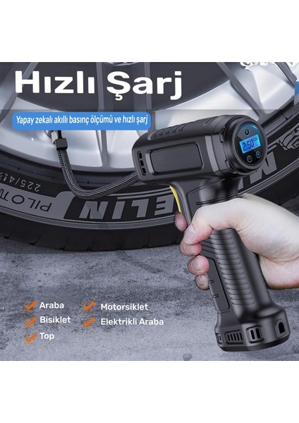 HP03 150PSI 3600MAH Şarjlı LED Işıklı LCD Ekranlı Çok Amaçlı Taşınabilir Dijital Hava Pompası fiyatları