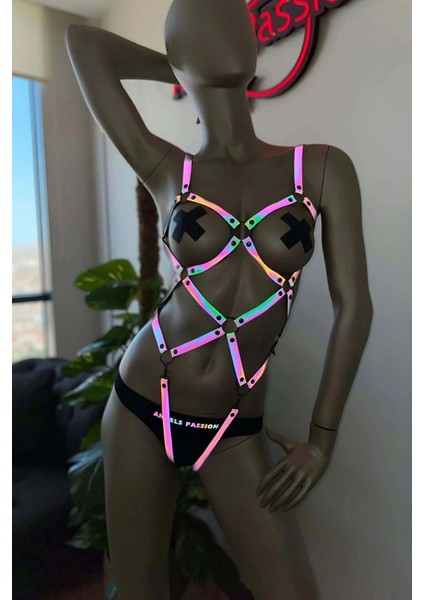 Dansçı Kıyafetleri - Karanlıkta Parlayan Reflektörlü Body Harness