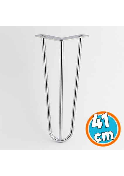 Sehpa Masa Ayağı 41 cm Krom Gümüş Metal Tekli Dayanıklı Mobilya Destek Yükseltici Ayak Modeli