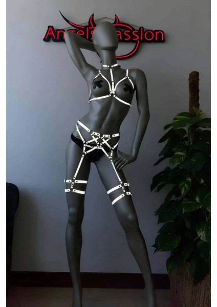 Club Elbiseleri Seksi Karanlıkta Parlayan Reflektörlü Harness Takım - APFT444 fırsatları