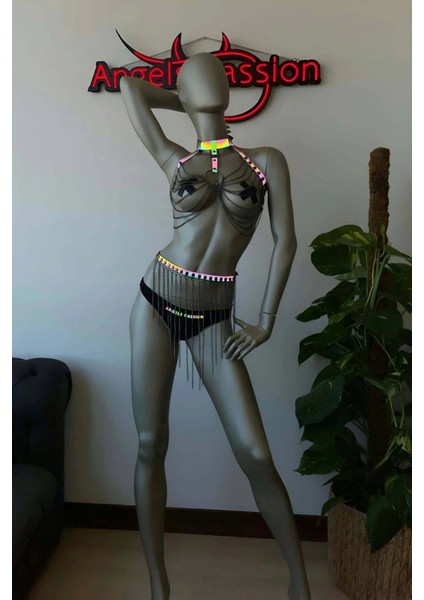 Zincirli Fantezi Giyim Reflektörlü Harness - APFT462-R2 indirimleri