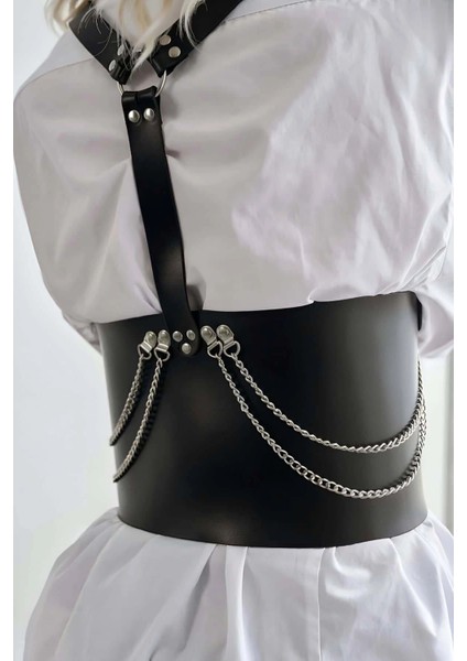 Zincir Detaylı Korse Kemer, Şık Deri Kadın Kemer - APFT1300 modelleri