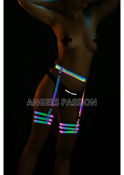 Renkli ve Karanlıkta Işıkla Parlayan Reflektörlü Bacak Harness