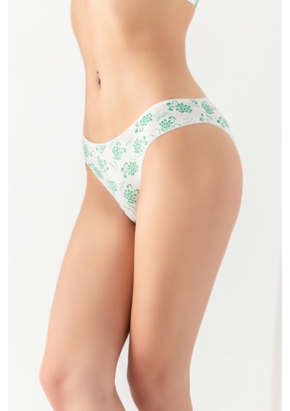 Pamuklu Desenli, 3'lü Slip Külot Yeşil (MGP2961)