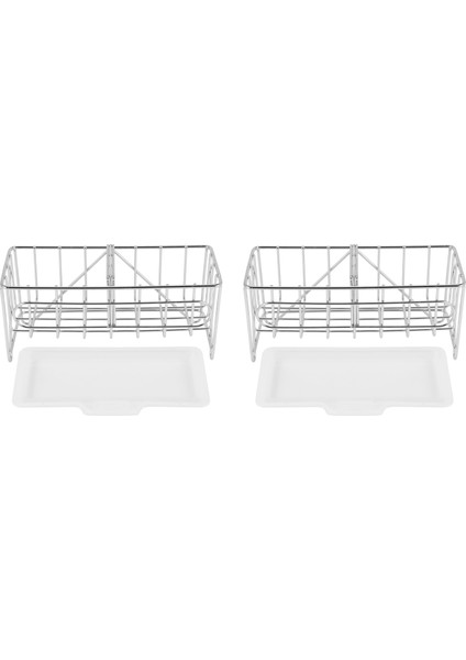 2x Lavabo Caddy Organizer Tezgah Sünger Fırça Sabun Tutucu Mutfak Için Drenaj Tavası Paslanmaz Çelik (Yurt Dışından)
