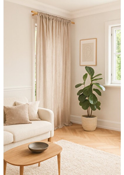 100 cm Masif Ahşap Perde Askısı Rustik Ahşap Boru 100 cm