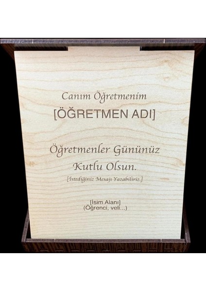 Kişiye Özel Ahşap Öğretmenler Günü Plaketi