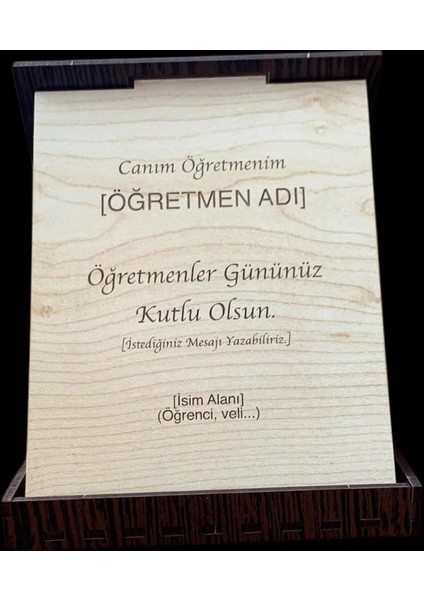 Kişiye Özel Ahşap Öğretmenler Günü Plaketi fiyatları