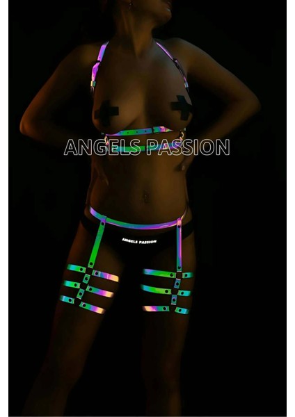 Bayan Iç Giyim Renkli Reflektörlü Jartiyer Takım - APFT342 modelleri