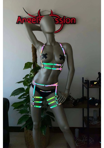 Bayan Iç Giyim Renkli Reflektörlü Jartiyer Takım - APFT342 fırsatları