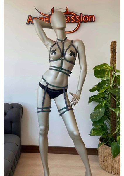 Deri Iç Giyim Fantezi Reflektörlü Jartiyer Takım - APFT562 fırsatları