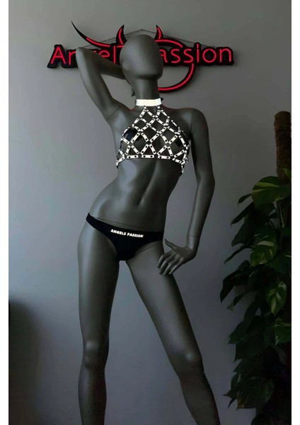 File Görünümlü Seksi Göğüs Üzeri Reflektörlü Harness - Karanlıkta Parlar - APFT443 fırsatları