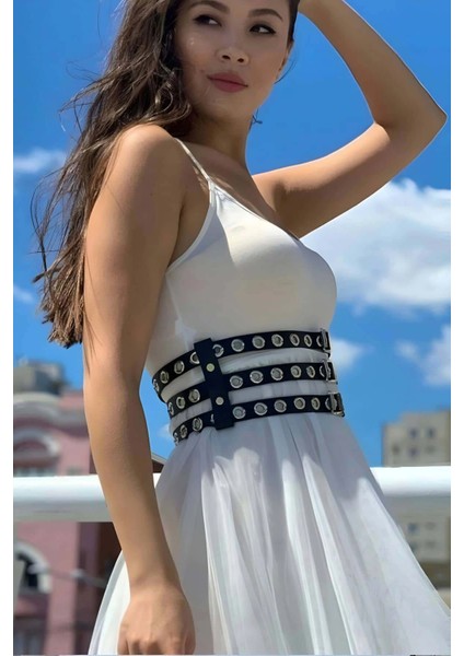 Elbise Üzeri Üçlü Ince Şerit Ayarlanabilir Şık Deri Bel Korse Kemer - APFT641 modelleri