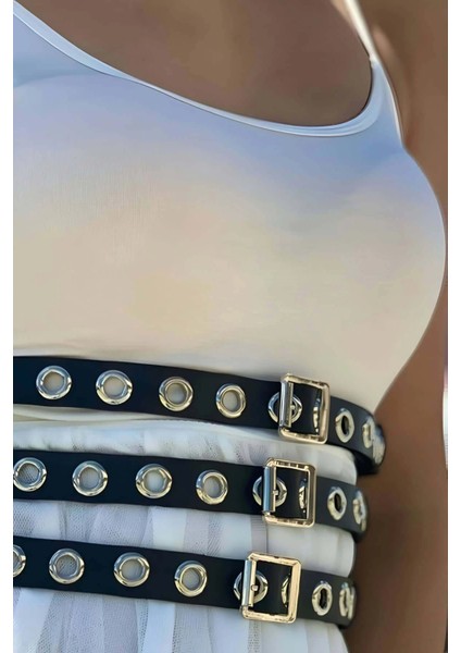 Elbise Üzeri Üçlü Ince Şerit Ayarlanabilir Şık Deri Bel Korse Kemer - APFT641 fırsatları