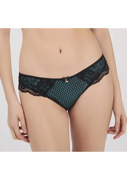 3213 Dantel Detaylı Yeşil Slip