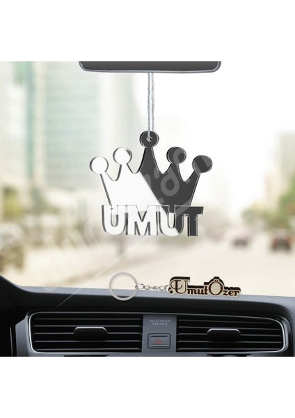 Kişiye Özel (Anahtarlıklı) Kral Tacı Pleksi Araba Dikiz Aynası Süsü