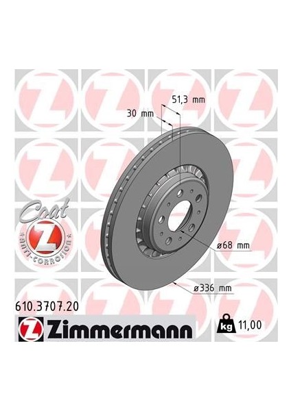 ÖN FREN AYNASI ADET VOLVO XC90 2.5T-D5-T6 2002-2010 17 JANT 336X30X5DLXHAVALI 986479202-DF4340S 31262489 306573015 306573013
