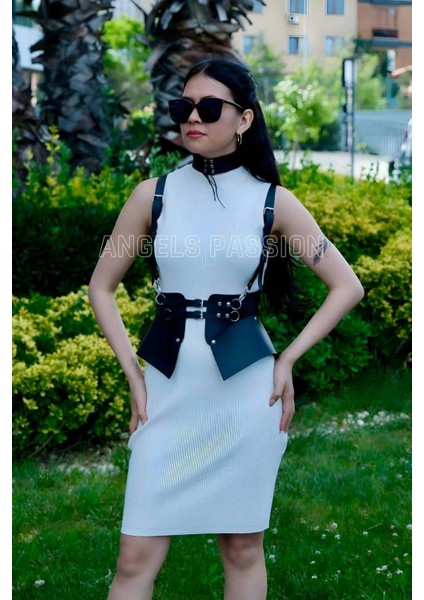 Elbise, T-Shirt ve Gömlek Üzeri Deri Şık Kemer ve Choker Takım - APFT622 fiyatları