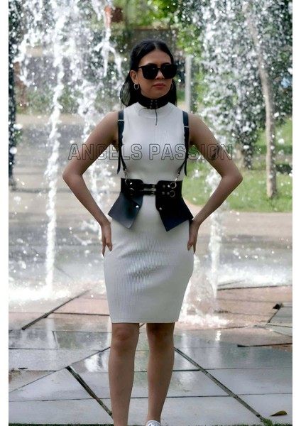 Elbise, T-Shirt ve Gömlek Üzeri Deri Şık Kemer ve Choker Takım - APFT622 fırsatları