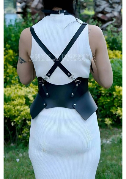 Elbise, T-Shirt ve Gömlek Üzeri Deri Şık Kemer ve Choker Takım - APFT622 indirimleri