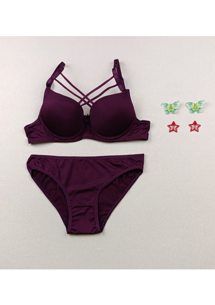 Içi Boş Kaplı Balenli Dolgusuz Çapraz Ipli 3'lü Sütyen ve Külot Iç Çamaşır Takımı ( Içi Boş ) fiyatları