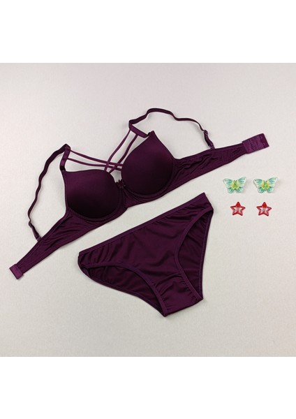 Içi Boş Kaplı Balenli Dolgusuz Çapraz Ipli 3'lü Sütyen ve Külot Iç Çamaşır Takımı ( Içi Boş ) modelleri