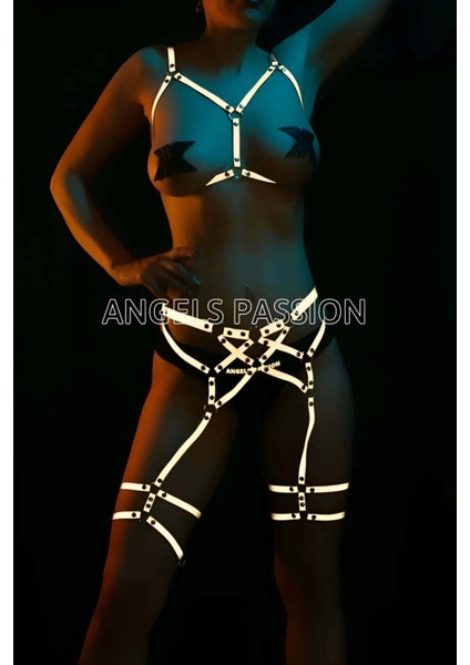 Beyaz Reflektörlü Harness Özel Jartiyer Takım - APFT289