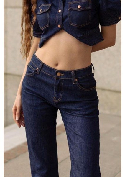 Lıly Bootcut Fit Koyu Indigo Rinse Kadın Jean Pantolon modelleri