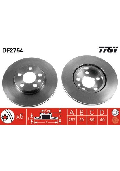 ÖN FREN AYNASI EXPERT 1996 JUMPY 1995 SCUDO 1996 1.6I-1.9D-2.0HDİ HAVALI 257X20X5DL 4249 L4 4246 H8 4246 H9 71738144