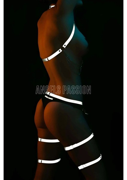 Erotik Giyim Dans Elbiseleri Reflektörlü Jartiyer Harness Takım - APFT497 fiyatları