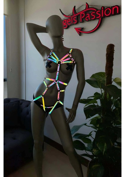 Direk Dans Kıyafetleri - Şık Reflektörlü Body Harness