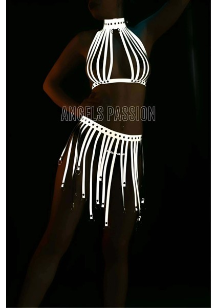 Püsküllü Reflektörlü Seksi Etek Büstiyer Takım - APFT584 fırsatları