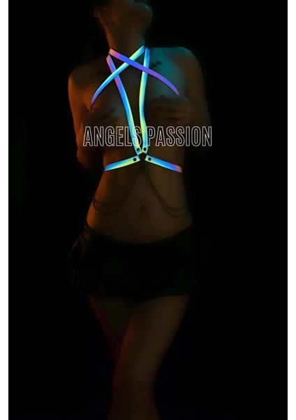 Karanlıkta Parlayan Elbise, T-Shirt Üzeri Şık Reflektörlü Harness - APFT52