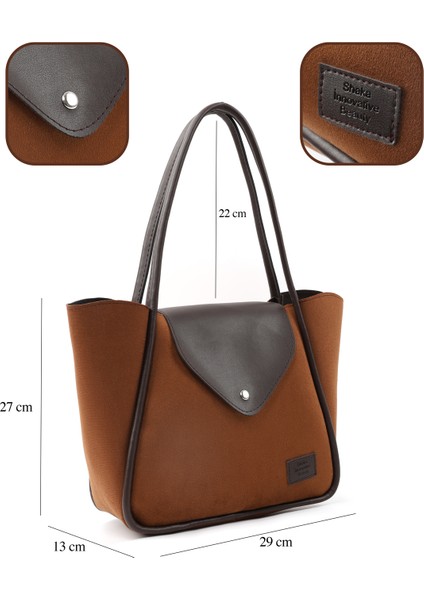 Süet Taba/kahverengi SHK249 Suni Deri, Çıtçıtlı Tek Bölmeli, Büyük Boy El, Kol ve Omuz Çantası fırsatları