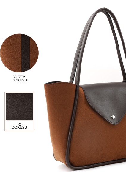 Süet Taba/kahverengi SHK249 Suni Deri, Çıtçıtlı Tek Bölmeli, Büyük Boy El, Kol ve Omuz Çantası indirimleri